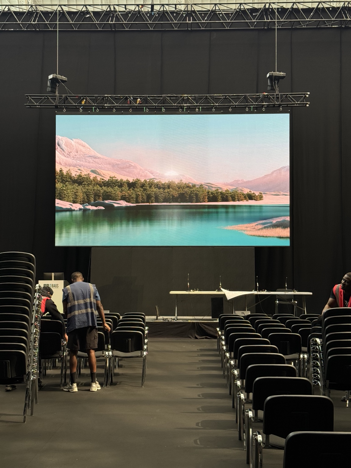 Large LED screen in event venue