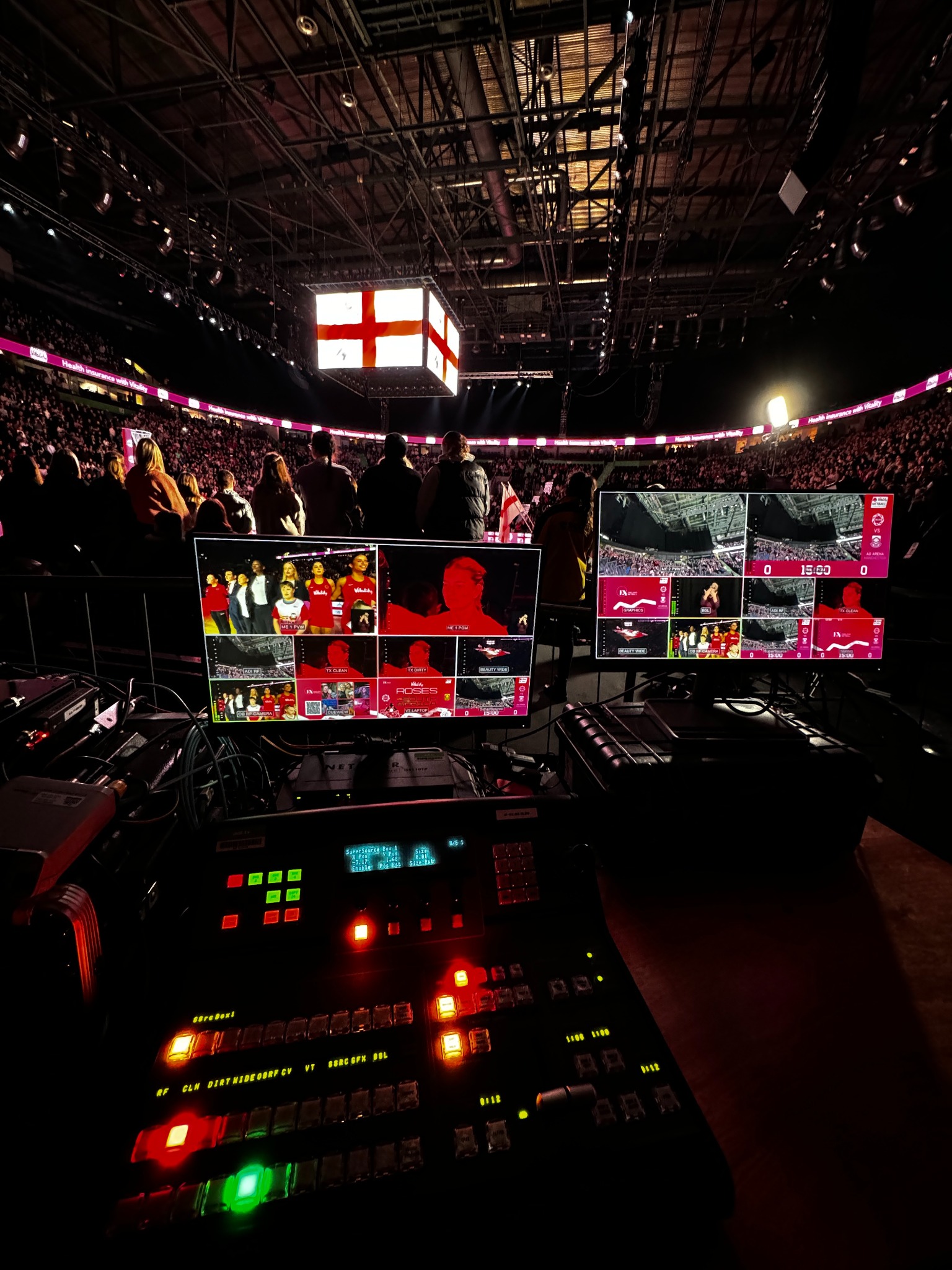 Vision control position in a large arena
