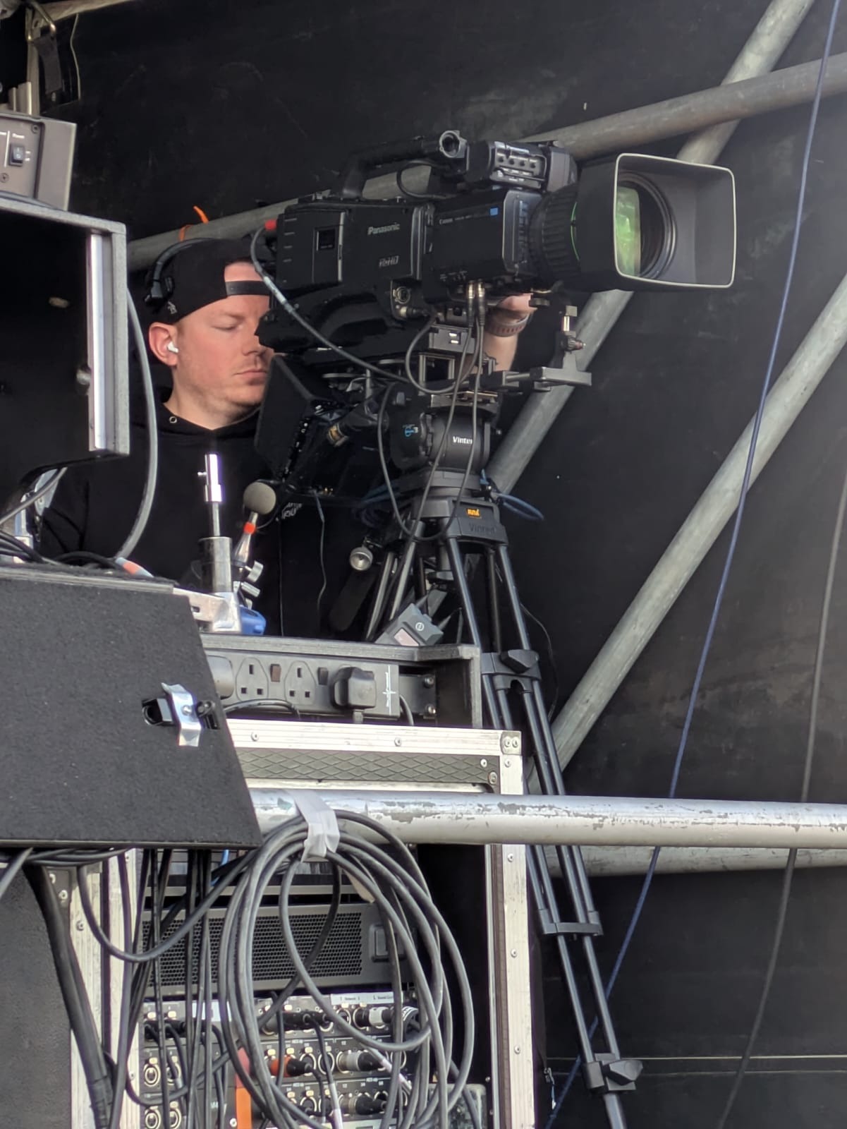 Phil Jones operating a broadcast camera